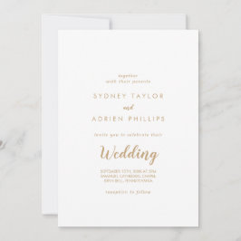 シンプル書│金ゴールドインフォーマル結婚ズ 招待状
