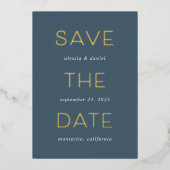 シンプル書 | Foil日付カードを保存 箔招待状 (正面)