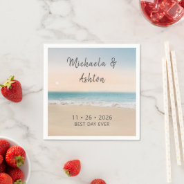 シンプル最高のデイエバービーチ結婚式ナプキンス スタンダードカクテルナプキン