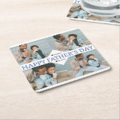 シンプル最高のパパエバシンプルー写真ファーザーズ・デイ スクエアペーパーコースター (アングル)