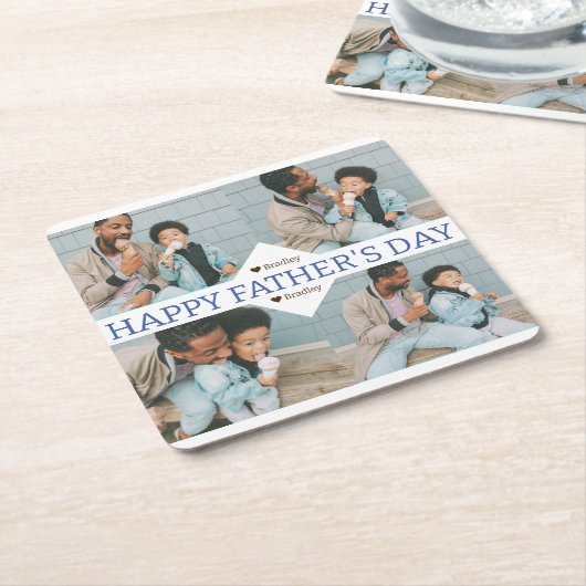 シンプル最高のパパエバシンプルー写真ファーザーズ・デイ スクエアペーパーコースター (アングル)