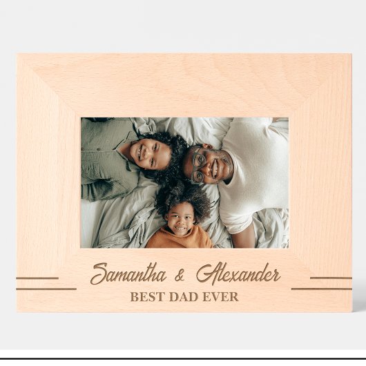 シンプル最高のパパ名エングレーテッド木枠 レーザー彫刻フレーム