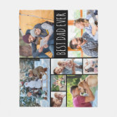 シンプル最高のパパEVER 8 Photo Collage フリースブランケット (正面)