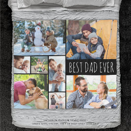シンプル最高のパパEVER 8 Photo Collage フリースブランケット
