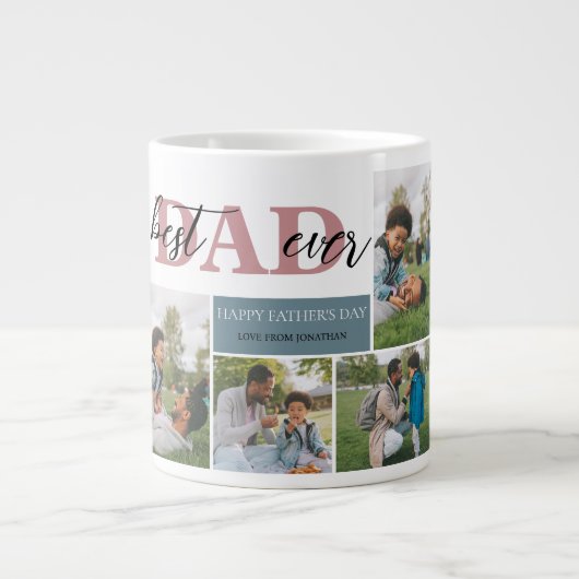 シンプル最高のパパEver Faters Dayパパ4写真 ジャンボコーヒーマグカップ (正面)