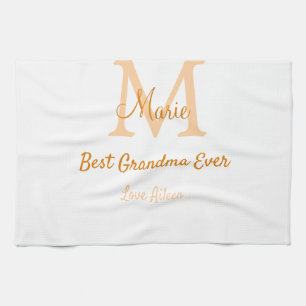 シンプル最高のミニマルGranda ever orange monogram キッチンタオル