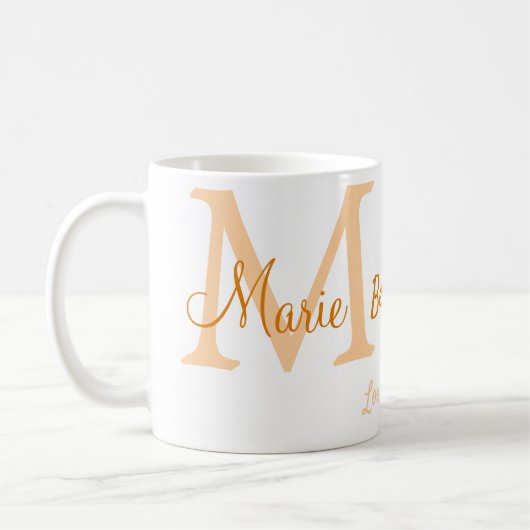 シンプル最高のミニマルGranda ever orange monogram コーヒーマグカップ (左)