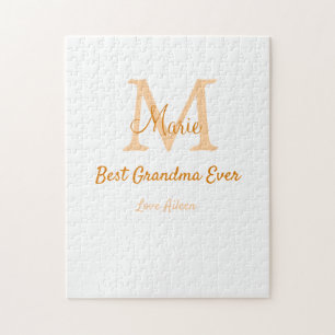 シンプル最高のミニマルGranda ever orange monogram ジグソーパズル