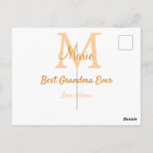 シンプル最高のミニマルGranda ever orange monogram ポストカード (裏面)