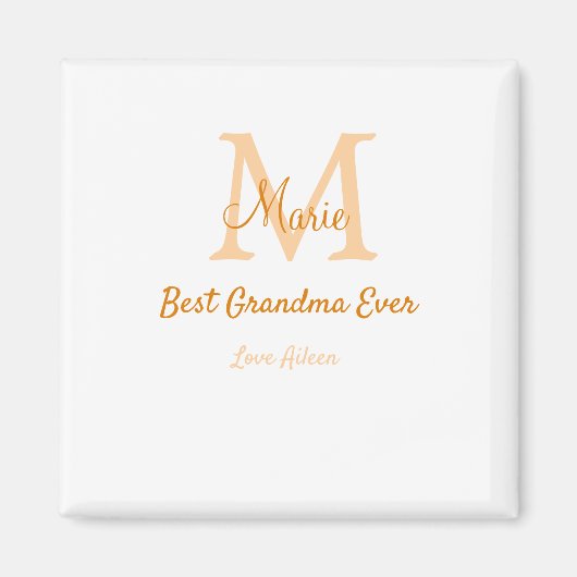 シンプル最高のミニマルGranda ever orange monogram マグネット (正面)