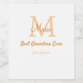 シンプル最高のミニマルGranda ever orange monogram ワインラベル (シングルラベル)