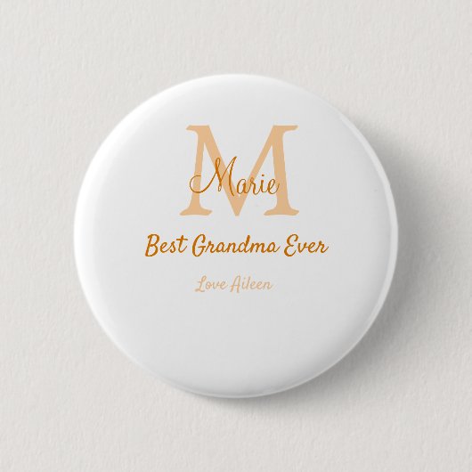 シンプル最高のミニマルGranda ever orange monogram 缶バッジ (正面)