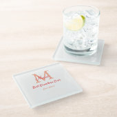 シンプル最高のミニマルGranda ever redモノグラム文字 ガラスコースター (アングル)