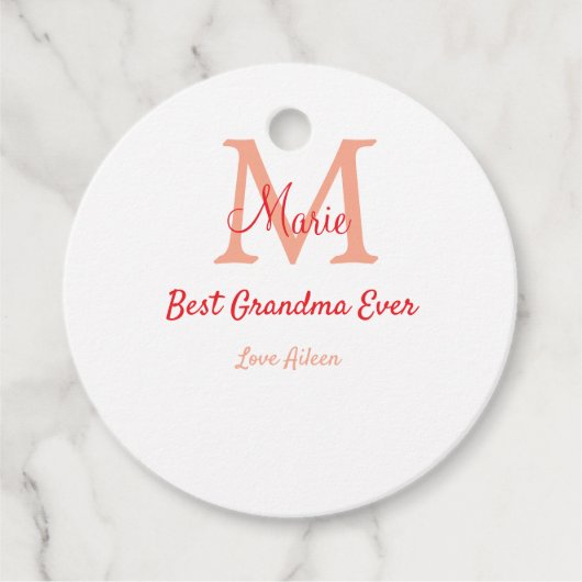 シンプル最高のミニマルGranda ever redモノグラム文字 フェイバータグ (正面)