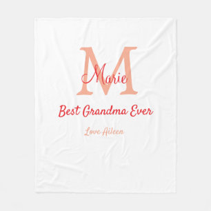 シンプル最高のミニマルGranda ever redモノグラム文字 フリースブランケット