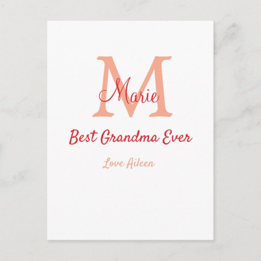 シンプル最高のミニマルGranda ever redモノグラム文字 ポストカード (正面)