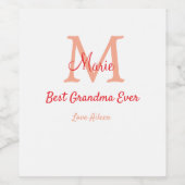 シンプル最高のミニマルGranda ever redモノグラム文字 ワインラベル (シングルラベル)