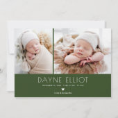 シンプル最高のモダン贈与誕生発表オリーブ シーズンカード (裏面)