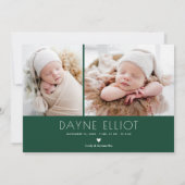 シンプル最高のモダン贈与誕生発表グリーン シーズンカード (裏面)