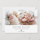 シンプル最高のモダン贈与誕生発表白 シーズンカード (裏面)