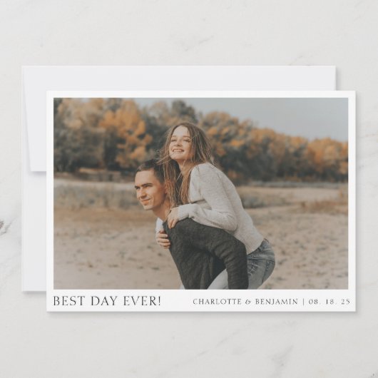 シンプル最高の写真日エバ結婚ス サンキューカード (正面)