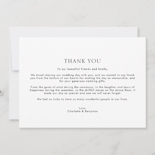 シンプル最高の写真日エバ結婚ス サンキューカード (裏面)