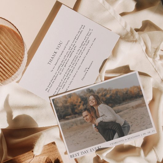 シンプル最高の写真日エバ結婚ス サンキューカード