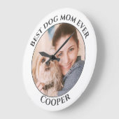 シンプル最高の犬の母エバカスタムペット写真名 ラージ壁時計 (傾斜)