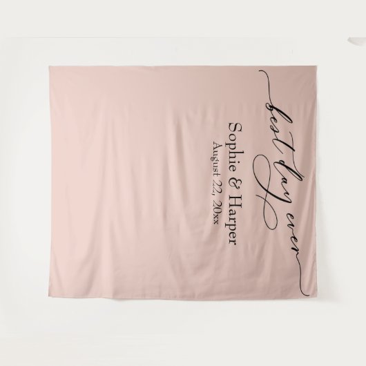 シンプル最高のDay Ever赤面ピンクの写真の背景 タペストリー (正面(横))