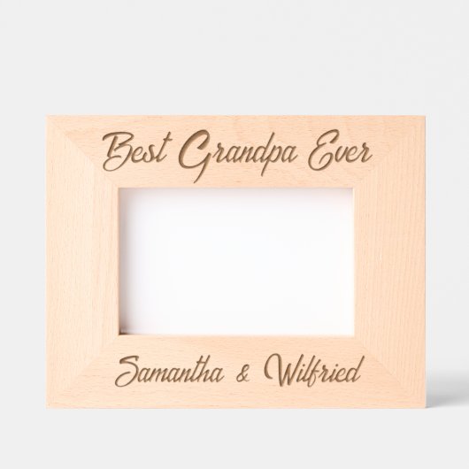 シンプル最高のgrandpa名カスタム前の木製フレーム レーザー彫刻フレーム (正面)