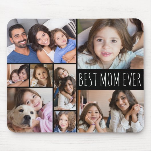 シンプル最高のMOM EVER 8フォトコラージュカスタム マウスパッド (正面)