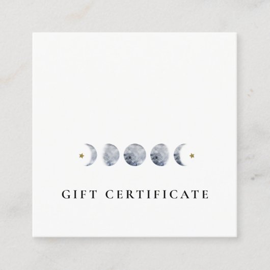 シンプル月の月相のギフト証明書 スクエア名刺 (正面)