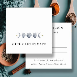 シンプル月の月相のギフト証明書 スクエア名刺