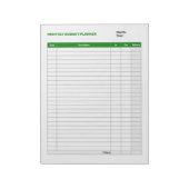 シンプル月次予算プランナー緑 ノートパッド (回転)