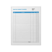 シンプル月次予算プランナー青 ノートパッド (回転)