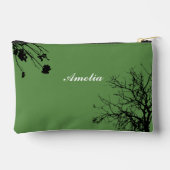 シンプル木名前をカスタムする緑 アクセサリーポーチ (裏面)