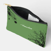 シンプル木名前をカスタムする緑 アクセサリーポーチ (見開き)