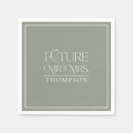 シンプル未来グリーン・カップル氏のシャワー紙 スタンダードカクテルナプキン