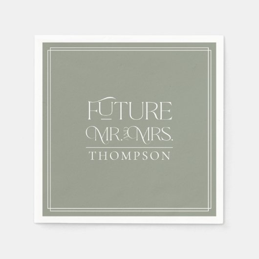 シンプル未来グリーン・カップル氏のシャワー紙 スタンダードカクテルナプキン (正面)