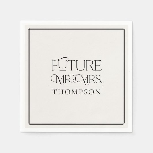 シンプル未来ミセス・アイボリー・カップルのシャワー紙 スタンダードカクテルナプキン (正面)