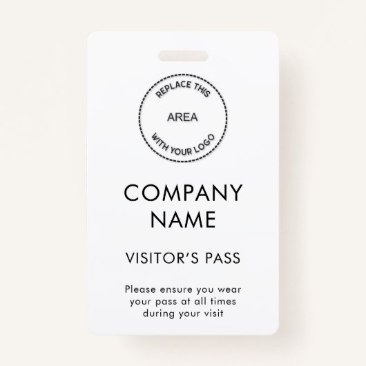 シンプル来場者が会社名ロゴを任意の色にパス バッジ (正面)