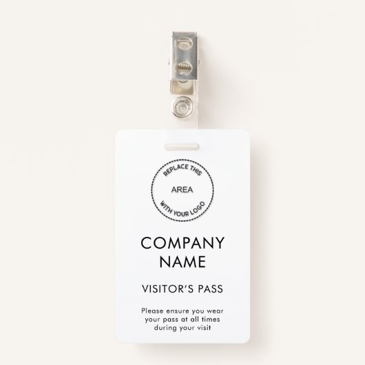 シンプル来場者が会社名ロゴを任意の色にパス バッジ (正面クリップ)