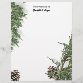 シンプル松のコーンと松の葉冬のクリスマス レターヘッド