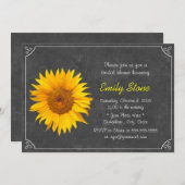 シンプル枠ひまわり黒板ブライダルシャワー 招待状 (正面/裏面)