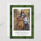 シンプル格子枠ダークグリーン写真クリスマス シーズンカード (正面)