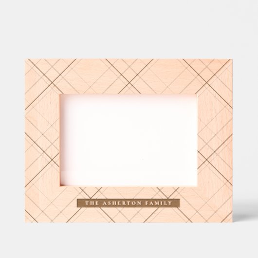シンプル格子模様のファミリ名 レーザー彫刻フレーム (正面)