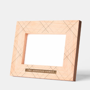 シンプル格子模様のファミリ名 レーザー彫刻フレーム