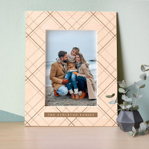 シンプル格子模様のファミリ名 レーザー彫刻フレーム