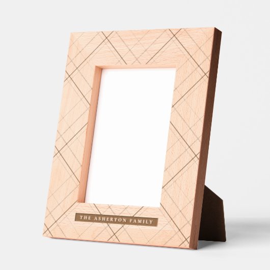 シンプル格子模様のファミリ名 レーザー彫刻フレーム (左)