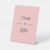 シンプル桃のウェディングカードとギフト 台座サイン (正面)